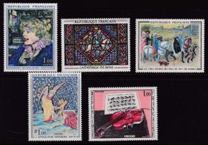 France 1965 ART Issue Complete (5) Beautiful Stamps in Pristine Condition VF/NH