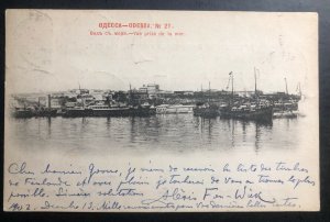 1902 Russia RPPC Postcard Cover To Bruxelles Belgium Odessa Bay View