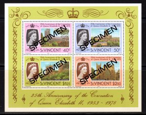 St.Vincent 1978 Sc#531a SPECIMEN QUEEN ELIZABETH II 25th.ANNIV.CORONATION SS MNH