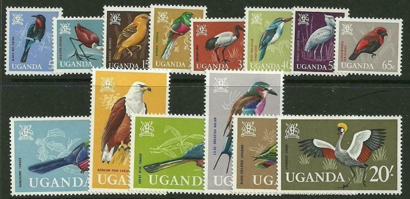 UGANDA SG113/26 1965 BIRDS MNH