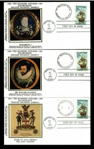 1984 US#2093 Roanoke Island NHS, NC - Set of 3 w/Silk Cachet - CV$30.00 (E#5118)