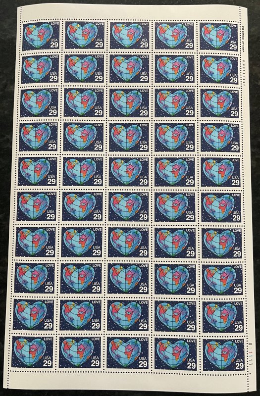 MALACK 2535A VF OG NH, 29c Love Earth Sheet, bold co..MORE.. sheet2535a