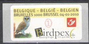 Belgium 2010 Barn owl Tyto alba BIRDPEX 2010 exhibition stamp MNH