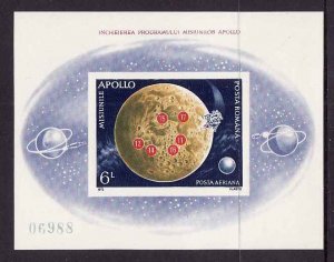 Romania-Sc#C192i-unused NH Imperforate sheet-Space-Apollo Mi