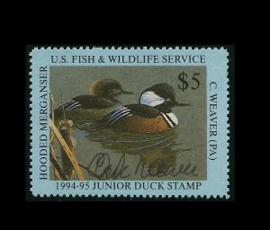JDS2 (JDS 2) 1994 Federal Junior Duck Stamp ARTIST Signed Weaver - LOWEST OFFER?