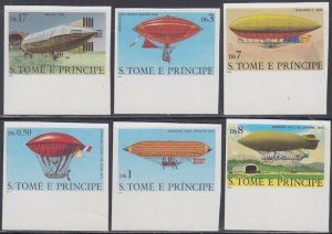 ST THOMAS and PRINCIPE Sc # 561.6 CPL MNH  IMPERF SET  of DIRIGIBLES