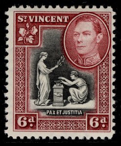 ST. VINCENT GVI SG155, 6d black & lake, M MINT.