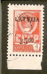 Latvia  Scott 331  Surcharge   Used