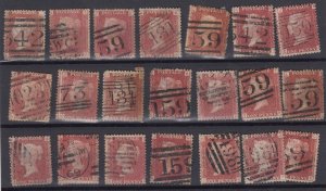 GB QV 1858 1d Red Collection Of 21 SG43/44 BP9743