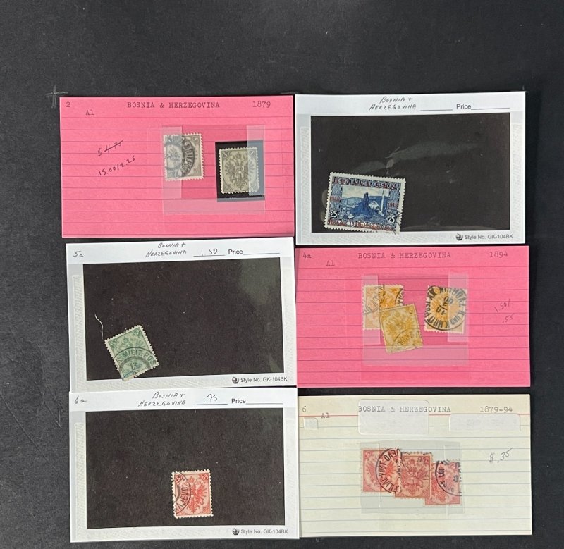 Bosnia & Herzegovina Stamp Collection on Dealer Cards $215 CV ZAYIX 0825CB414632