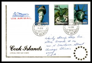 Cook Islands 913-915 Statue of Liberty Pen FDC