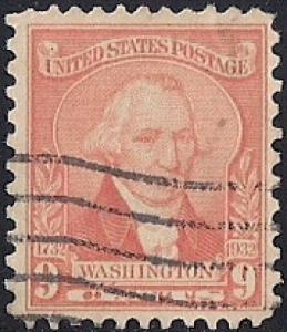 714 9 cent Washington, Williams, Pale Red Stamp used F-VF