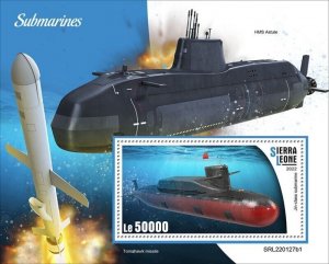 Sierra Leone - 2022 Jin-class Submarine - Stamp Souvenir Sheet - SRL220127b1