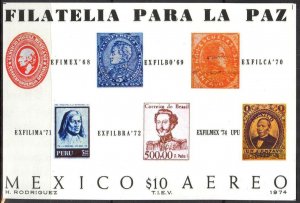Mexico 1974 100 Years of Universal Postal Union UPU EXFILMEX'74 S/S MNH