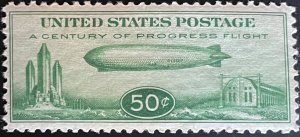 U.S. C18 VF MNH 50c Graf Zepplin, Federal Building Chicago CV $75