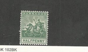 Barbados, Postage Stamp, #92 Mint Hinged, 1904 WMK3