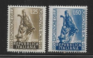 Italy 635-636 1953 Agricultural Exhibition set MNH Light Gum Toning