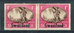 SWAZILAND; 1937 early GVI Coronation issue Mint hinged 1d. Pair