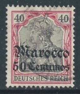 Germany Offices in Morocco #26 Used 40pf Germania Issue Ovptd. Marocco & Su...