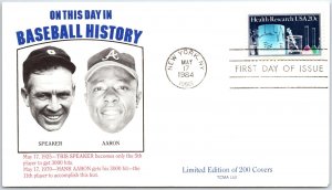 US FIRST DAY COVER BASEBALL HISTORY TRIS SPEAKER AND HANK AARON L/ EDITION 1984