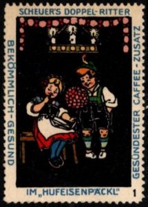 Vintage Germany Poster Stamp Scheuer's Double Knight Healthiest Coffee A...