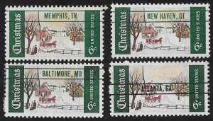 US #1384c PRECANCEL SET OF 4 CITIES,  VF/XF mint never hinged,   ALL FOUR DIF...