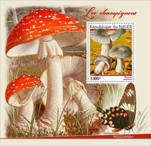 NIGER - 2022 - Mushrooms - Perf Souv Sheet #1 - Mint Never Hinged