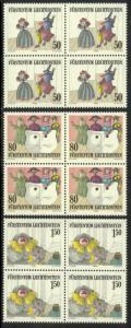 LIECHTENSTEIN 1985 THEATER Set BLKS of 4 Sc 823-825 MNH