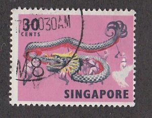 Singapore # 92, Dragon Dance, Used