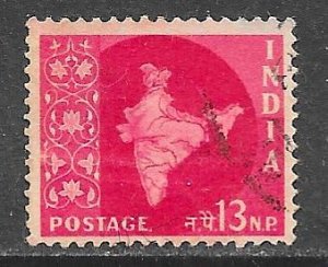 India 309: 13np Map of India. Single, used, F-VF.