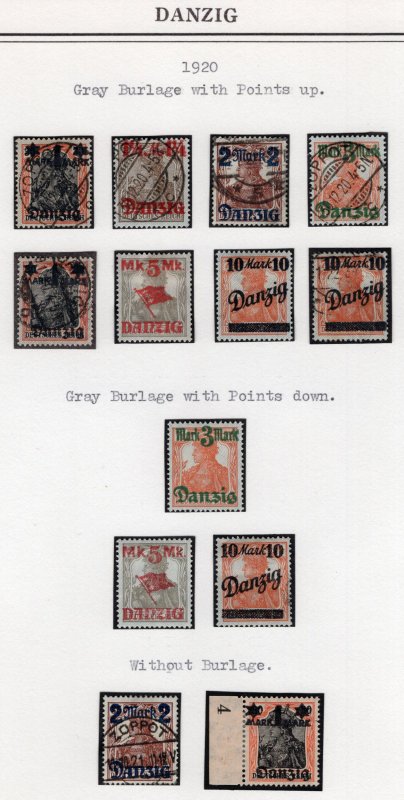 Danzig: 1920 Germania Overprint Set Gray Burlage Used & Mint