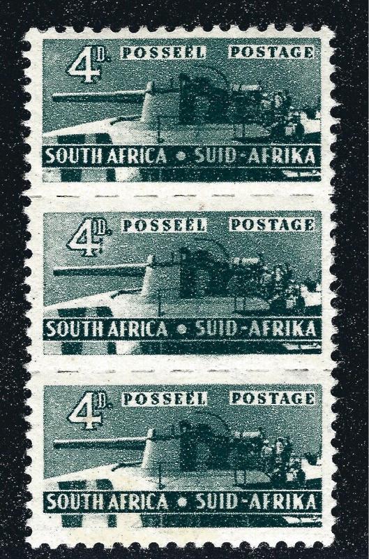 South Africa Artillery 4p Strip of 3 SC #95/SG #92 MLH VF Cat $27