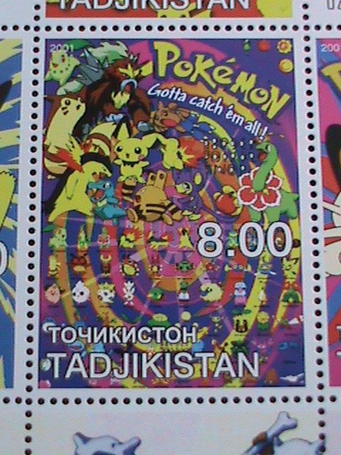 TAJIKISTAN STAMP- POKEMON- GOTTA CATCH  THEM ALL  STAMP MNH FULL SHEET  VF