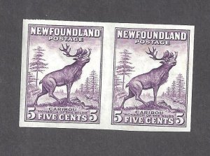 CANADA NEWFOUNDLAND # 191b VF MINT NH 5c DEEP VIOLET IMPERF PAIR DIE II BS27990