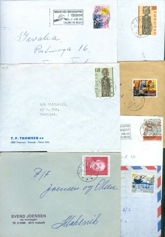 Faroe Islands. 15 Covers. Postal Used 1980is.