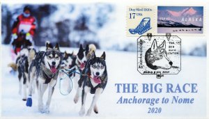 20-057, 2020, Alaska’s Big Race, Pictorial Postmark, Event Cover, Anchorage to N