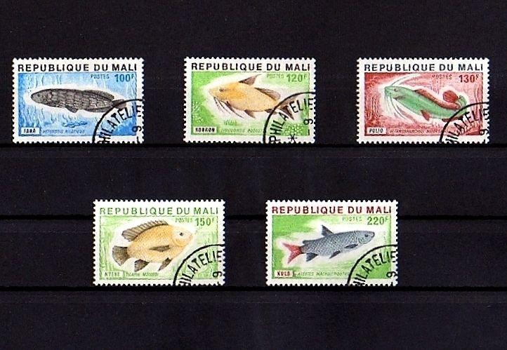 MALI - 1976 - FISH - AROWANA - TILAPIA - CATFISH - TORPEDO - 5 X CTO NH SET!