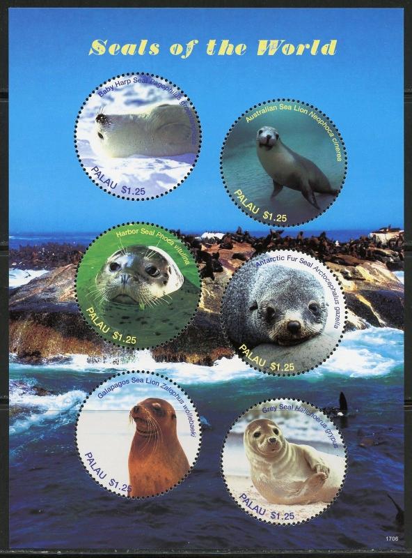 PALAU 2017  SEALS OF THE WORLD  SHEET  MINT NH