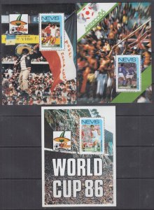 NEVIS Sc # 491-3 MNH CPL SET of 3 S/S  WORLD CUP of SOCCER 1986