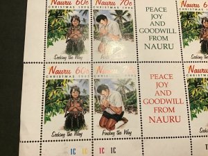 Nauru Christmas 1995 Peace & Goodwill  MNH full Stamps Sheet Ref 49796 