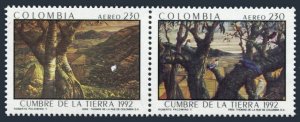 Colombia C852 ab pair,MNH.Mi 1864-1865.Earth Summit 1992.Tree,mountain,birds.