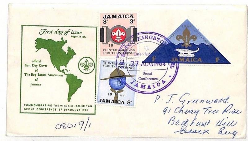 UU445 1964 Jamaica Kingston FDI Essex GB Cover {samwells-covers}