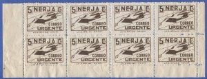 SPAIN Spanish Civil War 5c 'NERJA' Urgente MNH Block of 8 - Birds +...