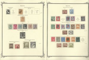 Malta Stamp Collection on 2 Scott Specialty Pages, 1860-1911, JFZ