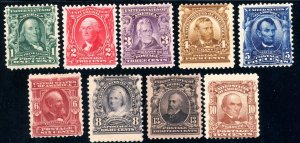 USAstamps Unused FVF US 1902 Issue Scott 300 - 308 OG MH SCV $500