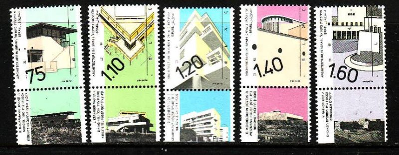 Israel-Sc#1044-8 -unused NH set with tab-Architecture-1990-92-