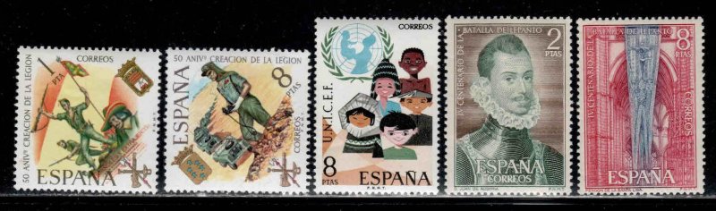 Spain #1685, 1688-90, 1692 ~ Legionaires, Unicef, Designs ~ Unused, HM (1971)