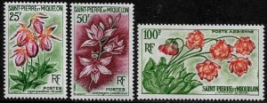 St Pierre & Miquelon #360-1, C24 MNH Set - Flowers