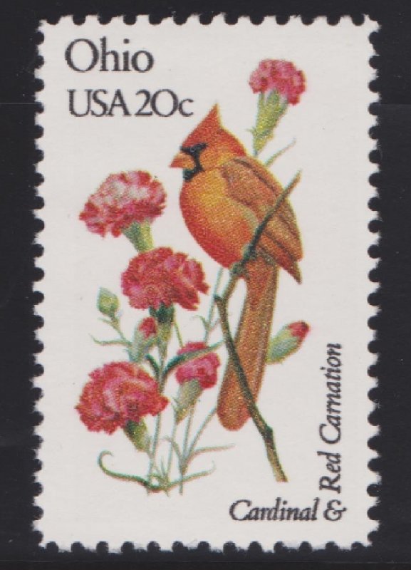 1987A Ohio Birds and Flowers MNH single bullseye perf 11.25 x 11