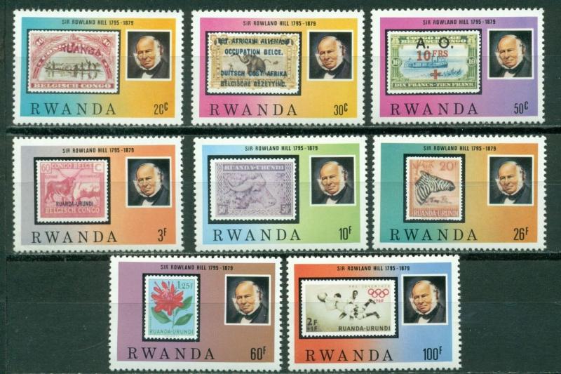 Rwanda Scott #935-942 MNH Sir Rowland Hill Early Postage Stamps Philately CV$6+